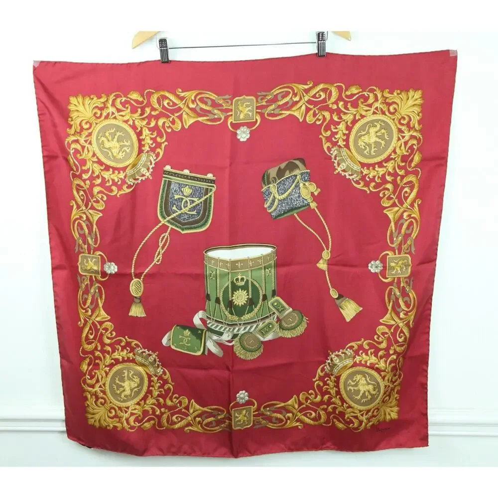 Belvedere Silk Scarf Baroque Scroll Drums Crest Old Money 34